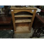 SMALL WAXED PINE FRAMED BOOKCASE WITH TWO ADJUSTABLE SHELVES