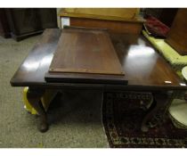 19TH CENTURY MAHOGANY EXTENDING DINING TABLE WITH ONE EXTRA LEAF ON PAD FEET