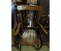 BEECHWOOD HARD SEATED STICK BACK ARMCHAIR