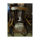 BEECHWOOD HARD SEATED STICK BACK ARMCHAIR