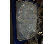 COLLECTION OF A CUT GLASS WATER JUG AND ASSORTED TUMBLERS, WATER JUG 16CM (13)