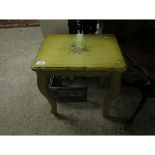 YELLOW PAINTED SIDE TABLE ON CABRIOLE LEGS