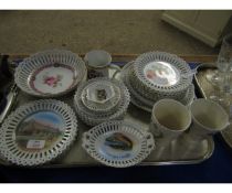 TRAY CONTAINING RIBBON EDGED PLATES, BOWL ETC