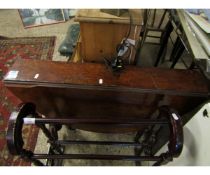 WALNUT CIRCULAR SUTHERLAND TABLE WITH TURNED AND CARVED COLUMN ENDS AND SCROLLING FEET