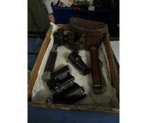 BOX CONTAINING TWO SETS OF BINOCULARS, TELESCOPES, MONOCULAR ETC