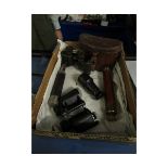 BOX CONTAINING TWO SETS OF BINOCULARS, TELESCOPES, MONOCULAR ETC