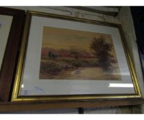 GILT FRAMED WATERCOLOUR OF A FISHERMAN BY MICHAEL CRAWLEY