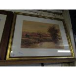 GILT FRAMED WATERCOLOUR OF A FISHERMAN BY MICHAEL CRAWLEY