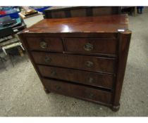 19TH CENTURY MAHOGANY TWO OVER THREE FULL WIDTH DRAWER CHEST WITH SPECIMEN INLAID BANDING WITH