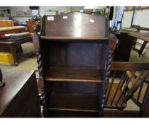 NARROW OAK FRAMED BARLEY TWIST SUPPORTED BOOKCASE