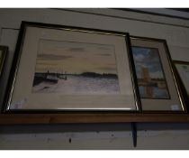 WATERCOLOUR OF A SEASCAPE TOGETHER WITH A FURTHER ONE BY D W BEAN OF A WINDMILL