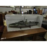 CASED SCRATCH BUILT MODEL OF A SHIP