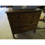 OAK FRAMED THREE DRAWER CHEST WITH DROPLET HANDLES