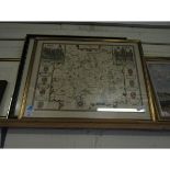 GILT FRAMED MAP OF SURREY TOGETHER WITH A FURTHER MAP OF CHESTER (2)