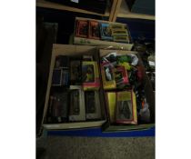 THREE BOXES OF MIXED DIE-CAST VEHICLES, (SOME BOXED)