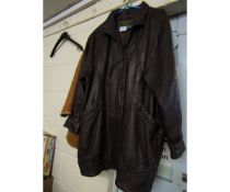 GENTS BROWN LEATHER JACKET TOGETHER WITH A FURTHER SHEEPSKIN JACKET (2)