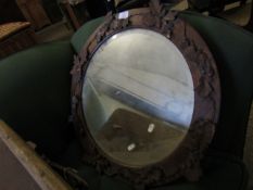 OAK CIRCULAR CARVED MIRROR WITH OAK LEAF AND ACORN DETAIL