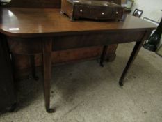 GEORGIAN MAHOGANY SIDE TABLE WITH SPLAT BACK ON TAPERING SQUARE LEGS AND BRASS CASTERS