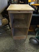 WAXED PINE BEDSIDE CUPBOARD WITH OPEN SHELF