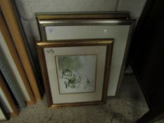 GROUP OF MIXED PRINTS, WATERCOLOURS OF FLORAL STUDIES ETC