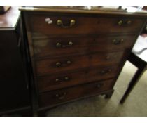 GEORGIAN MAHOGANY FIVE FULL WIDTH DRAWER CHEST WITH BRASS SWAN NECK HANDLES