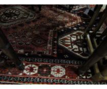 GOOD QUALITY MODERN CARPET DECORATED IN RED, BLUE AND CREAM