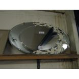 CAST METAL FRAMED EASEL BACK OVAL MIRROR TOGETHER WITH A 1920S OVAL WALL HANGING MIRROR