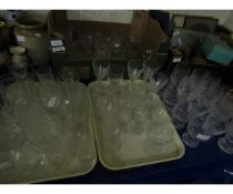 QUANTITY OF WINE GLASSES TO INCLUDE CUT GLASS TUMBLERS ETC (QTY)