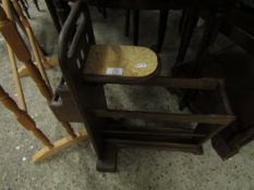 STAINED PINE MAGAZINE RACK WITH CORK TOP SHELF