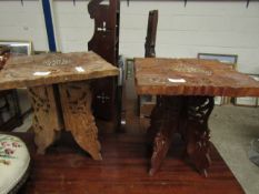 PAIR OF EASTERN HARDWOOD CARVED SIDE TABLES