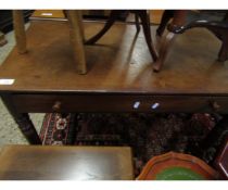 VICTORIAN MAHOGANY SINGLE DRAWER SIDE TABLE ON TURNED LEGS