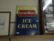 TIN LYONS MAID ICE CREAM SIGN