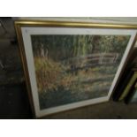 GILT FRAMED MONET PRINT TOGETHER WITH A FURTHER PAINTED MIRROR (2)
