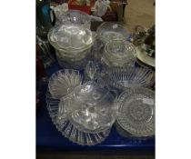 MIXED LOT CONTAINING MOULDED GLASS WARES, BOWLS, DISHES ETC