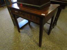 WALNUT INLAID SINGLE DRAWER SIDE TABLE WITH BRASS SWAN NECK HANDLE