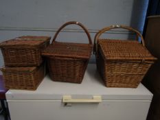 FOUR WICKER HAMPERS