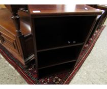 TEAK FRAMED OPEN FRONTED TWO FIXED SHELF BOOKCASE