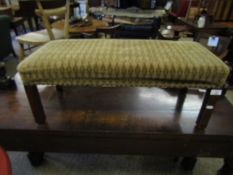 MAHOGANY FRAMED RECTANGULAR FOOT STOOL WITH CREAM UPHOLSTERED TOP