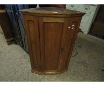 19TH CENTURY PITCH PINE WALL MOUNTED CORNER CUPBOARD WITH SINGLE DOOR