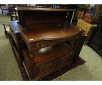 N WALKER & SONS EDWARDIAN MAHOGANY SIDEBOARD WITH PANELLED BACK AND SINGLE DRAWER WITH OPEN SHELF