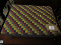 MULTI-COLOURED CHEQUERED TOP SQUAT FOOT STOOL ON BUN FEET