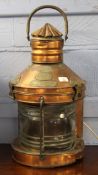 Vintage Kingston Steam Trawling Co copper and brass mounted masked head lamp (converted to