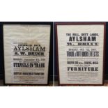 Two vintage auction advertising posters, relating to various properties in and around Aylsham
