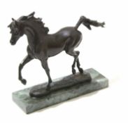 Bronze figure of a horse on marble signed base, the figure signed Osborne, dated 87, 20cm long