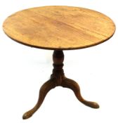 Late18th/early 19th century mahogany and oak circular top pedestal table (bleached), 82cm diam