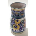 Mid-20th century Poole vase with floral design within geometric borders, possibly after Truda