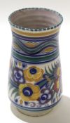 Mid-20th century Poole vase with floral design within geometric borders, possibly after Truda