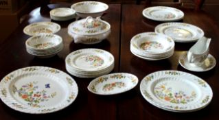 Aynsley "Cottage Garden" part dinner service, predominantly for five, includes dessert bowls, side