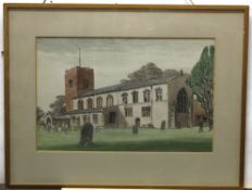 Noel Spencer, signed pen, ink and watercolour, Sprowston Church, 29 x 44cm