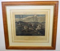 Group of four hand coloured engravings, "The First steeplechase on record", 27 x 37cm (4)